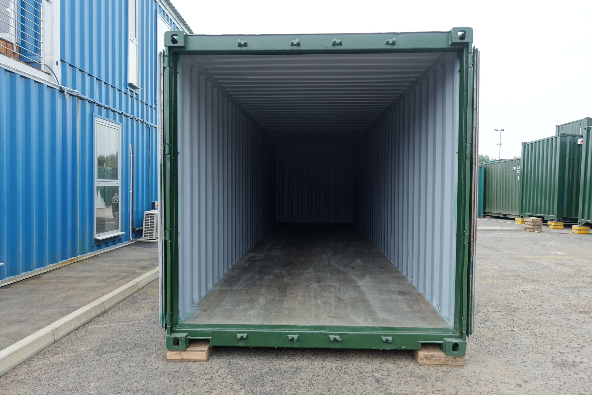 Green shipping container